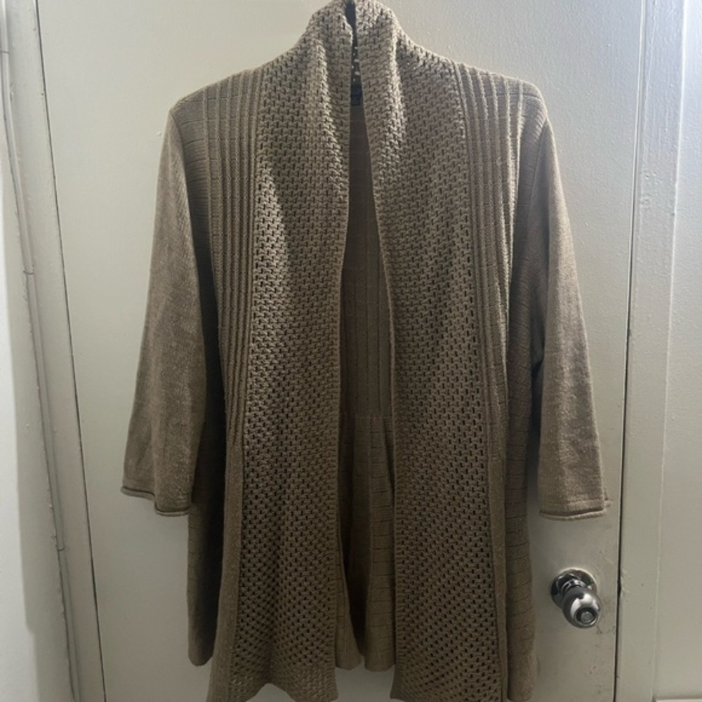 Notations Women's Tan Open-Front Cardigan